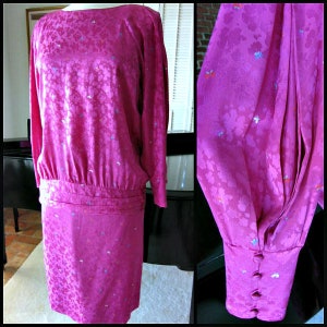 Vintage Hanae Mori Silk Dress Set: Butterfly Print, Size M