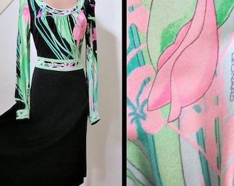 Leonard Paris dress - fits XS-S - Vintage 70s silk jersey dress - Stanley Korshak