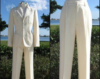 Ralph Lauren Collection Tuxedo Suit / Vintage White Tuxedo / Bridal Tuxedo / Brides White Tuxedo Suit / fits S / Vintage Bridal Tuxedo