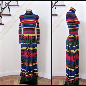 Vintage Goldworm Merino Wool Maxi Dress: 60s Mod Italian Gown XS-S