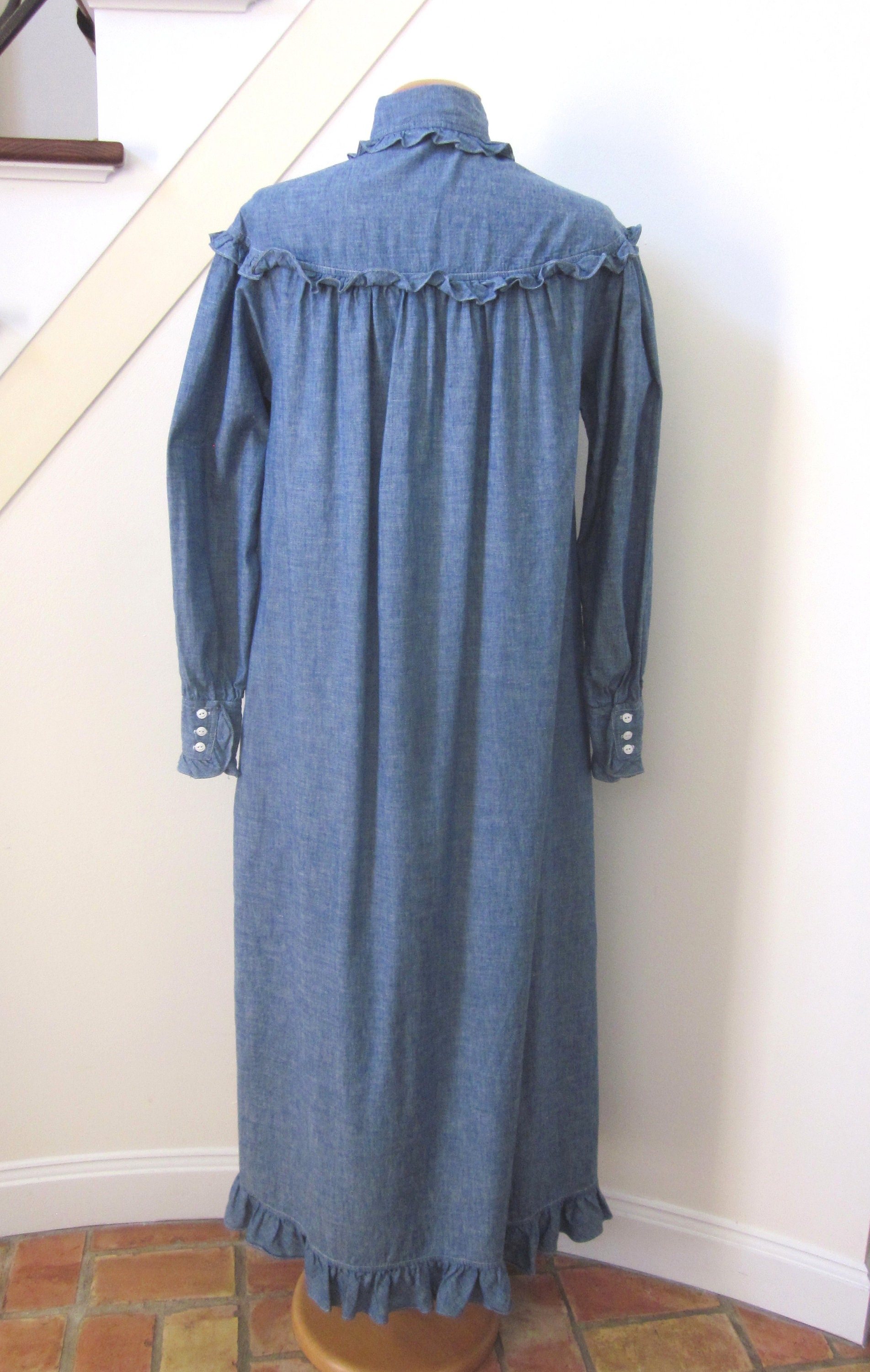 Vintage Ralph Lauren Denim Prairie Dress: Ruffled Chambray Maxi (fits S-L)  - Etsy Israel