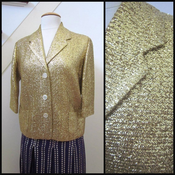 50s gold lame jacket / fits S / vintage gold lame'