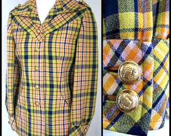 Adolfo Jacket / Vintage 60s Adolfo Jacket / Mod Adolfo Jacket / fits XS-S / Adolfo at Saks fifth Avenue Jacket / Adolfo plaid jacket