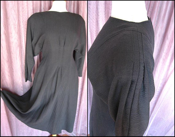 JEAN MUIR Dress / Jean Muir 80s dress / fits S-M / Jean Muir Origami Dress / Jean Muir Crinkle Wool Dress / Collectors item
