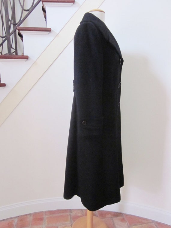 70s Black Cashmere Coat / Regency Cashmere Coat /… - image 4