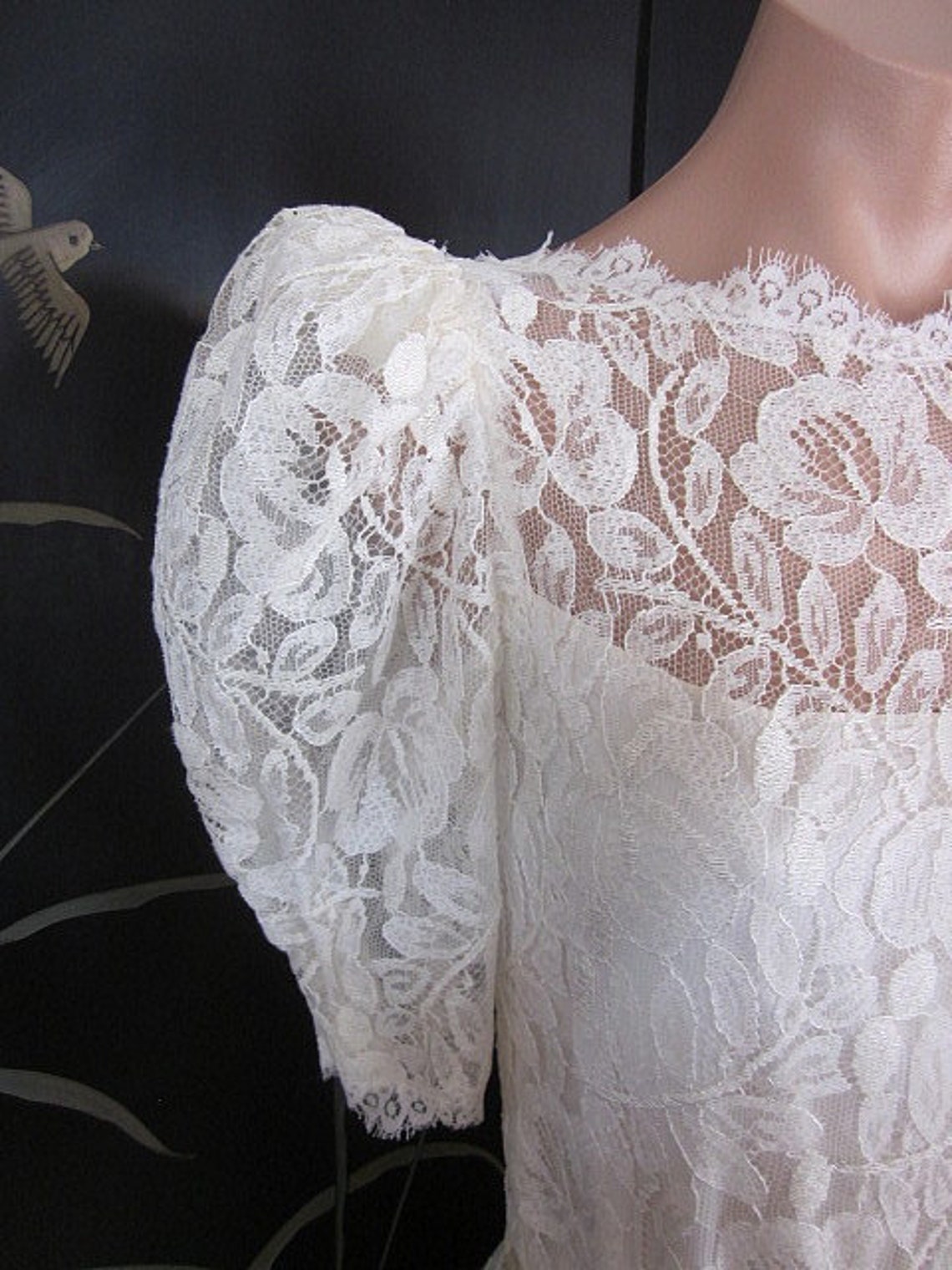 Lace Wedding Dress / Ivory Lace Wedding Dress / Vintage Lace - Etsy