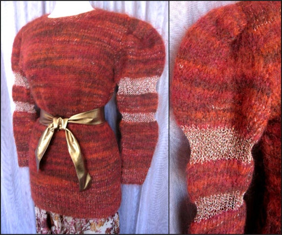 Handknit Mohair Sweater / fits S-M / Vintage Metal