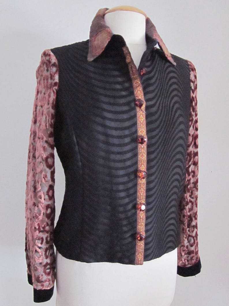 Taylor G Dallas Jacket / 90s Wearable Art Jacket / Vintage Devore Velvet Leopard Jacket / fits S / Leopard Velvet Collage Jacket image 2