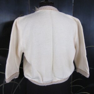 ETHEL of Beverly Hills Sweater / Ethel vintage Cardigan / fits M /50s vintage bridal sweater / 50s bolero sweater image 4