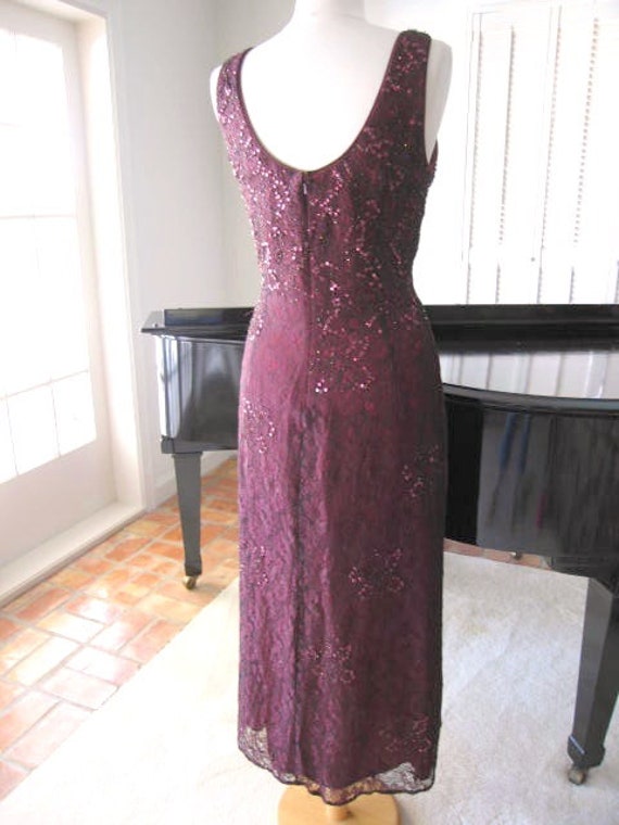 Rimini Lace Gown / Vintage Burgundy Lace Beaded G… - image 3