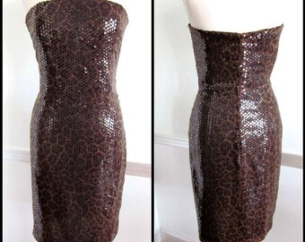 CHRISTIAN DIOR Dress / fits M / Cd de Christian Dior dress / Dior sequin dress / Sequin leopard dress / Dior Robes du Soir Sequined Dress