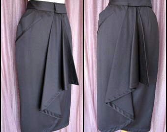 Italian Gray Skirt / Minimalist Gray Skirt / fits M / Vintage Italian Skirt / Vintage Gray Skirt / Asymmetrical gray skirt