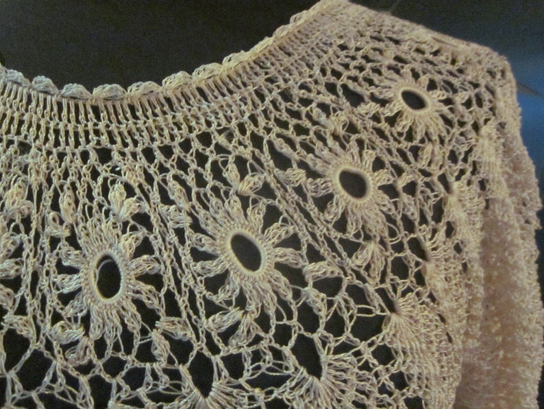 70s Crochet Dress / Vintage Crochet Dress / fits S-L / Ivory Crochet Dress / Bridal Crochet Dress / 70s Silky Crochet Dress image 5