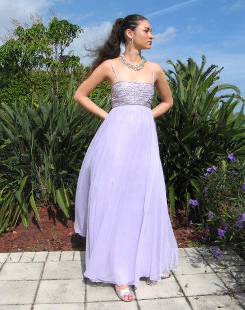 Victoria Royal Gown / Vintage Lavender Gown / Silver Beaded - Etsy