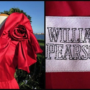 WILLIAM PEARSON Vintage 60s 1960s Gown Dress / Portrait Ruffle Rose neckline / fits M image 5