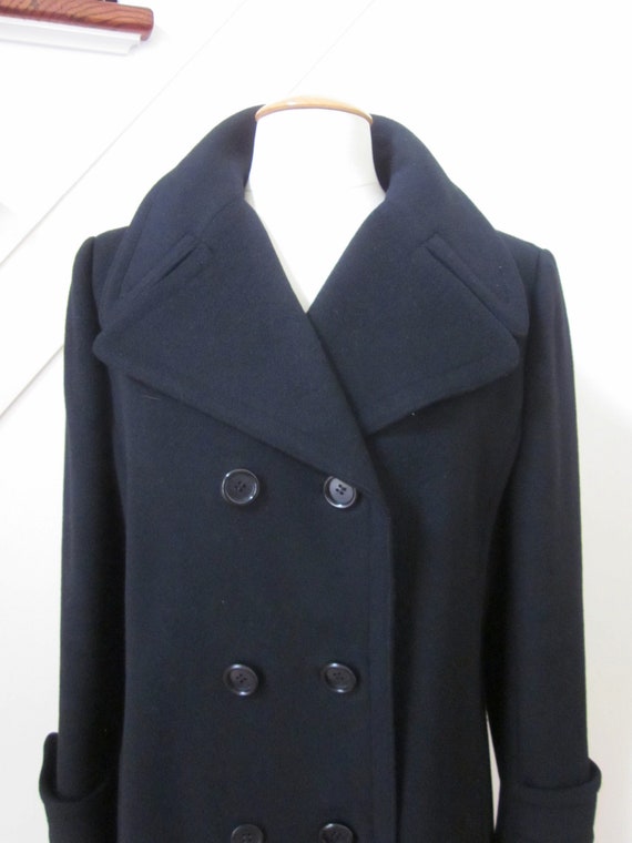 70s Black Cashmere Coat / Regency Cashmere Coat /… - image 3