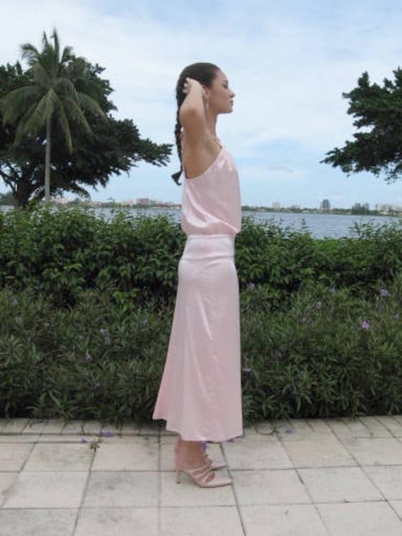 Pink Silk Satin dress / Maria Bianca Nero Silk Dr… - image 4