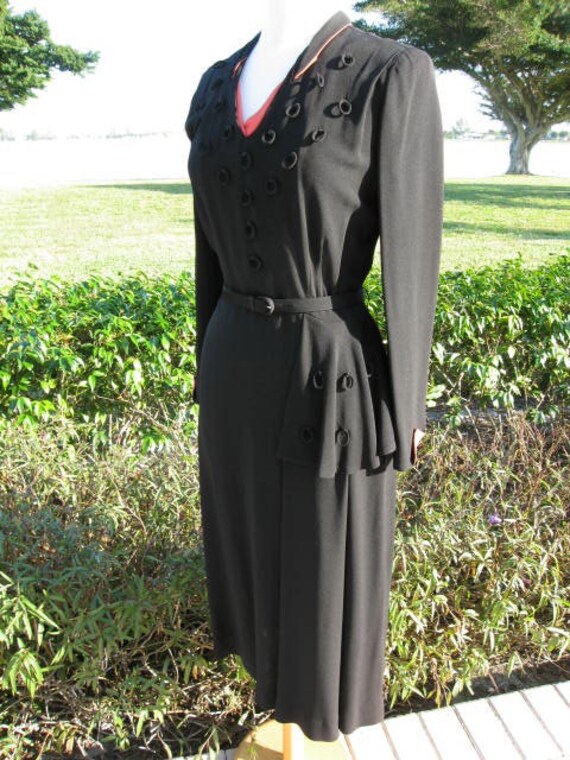 Robbie Robinson Dress / 1940s Black Dress / 40s d… - image 4