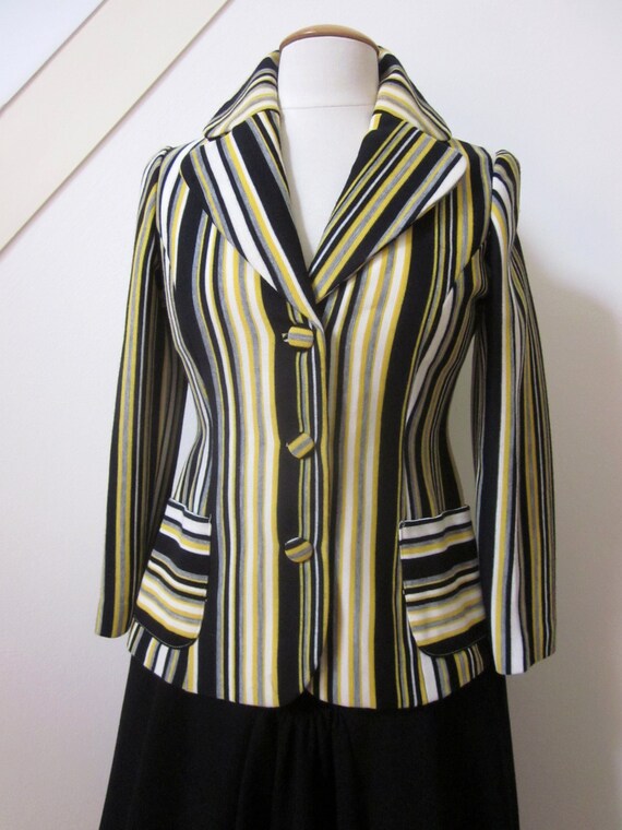 Mod jacket / fits S / 60s Striped Jacket / Mod kn… - image 2
