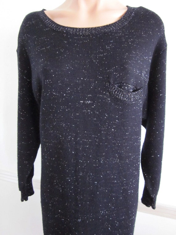 Silver Lame Sweater Dress // RINZI vintage 80s 19… - image 2