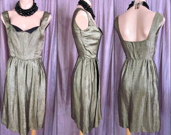 Vintage Brocade Dress / Gold Brocade Dress / 50s Gold Dress / 50s Brocade Dress / fits XS-S / Vintage Gold Dress / Vintage Gold Sheath