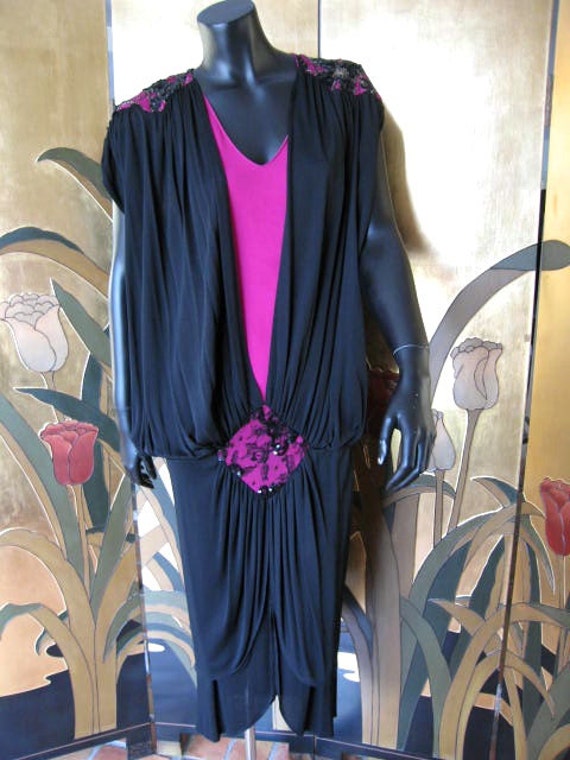 VINTAGE FLAPPER Drop Waist dress / 80s era 20s style … Gem