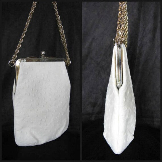 Mod Ostrich Purse / 60s White Ostrich Purse / Vin… - image 6