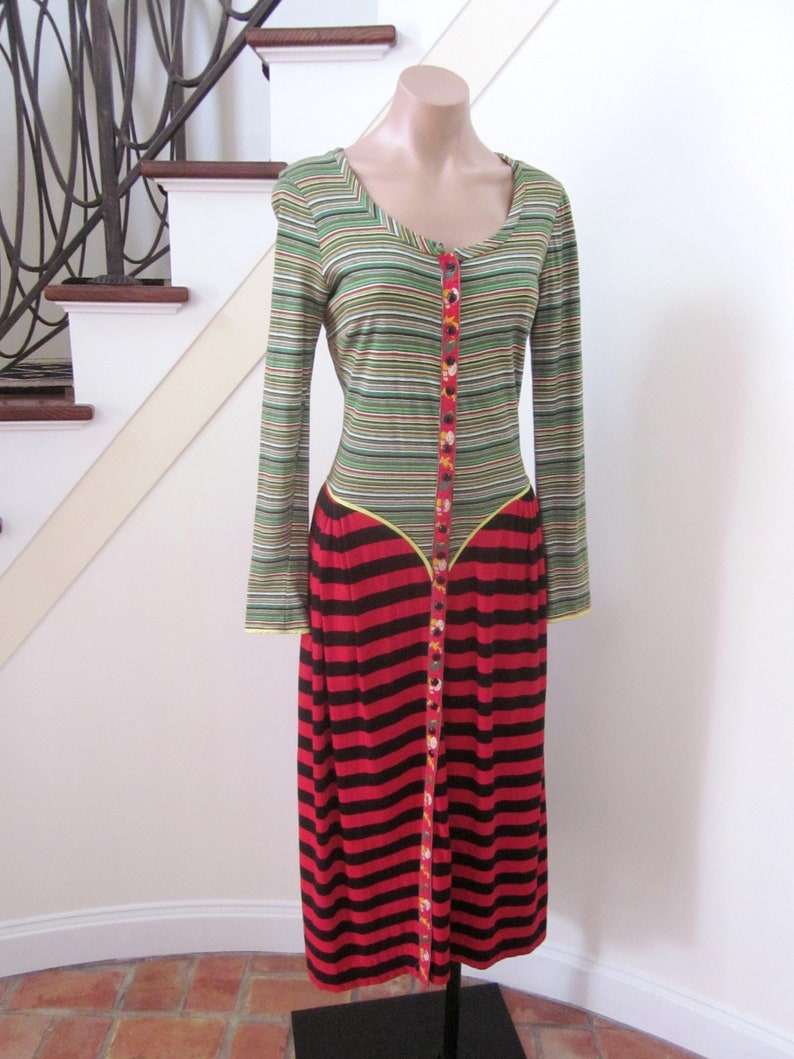 Alley Cat by Betsey Johnson / fits M / 70s Alley Cat Dress / Rare Vintage Alley Cat by Betsey Johnson Dress / Mod Striped Dress image 5