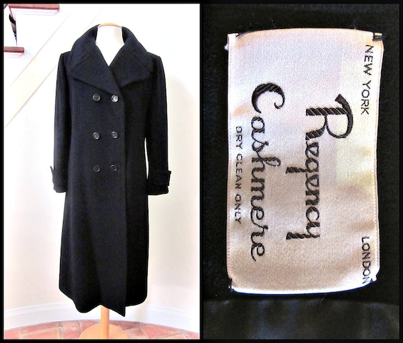 70s Black Cashmere Coat / Regency Cashmere Coat /… - image 1