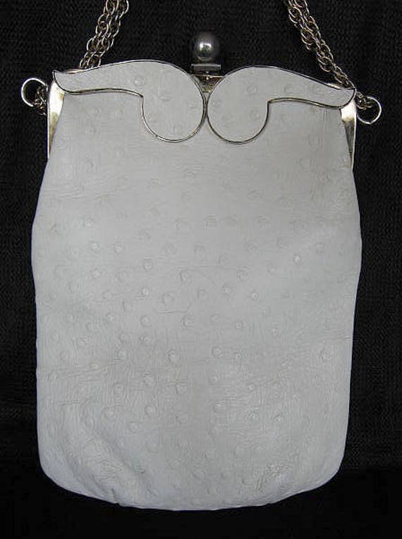 Mod Ostrich Purse / 60s White Ostrich Purse / Vin… - image 5