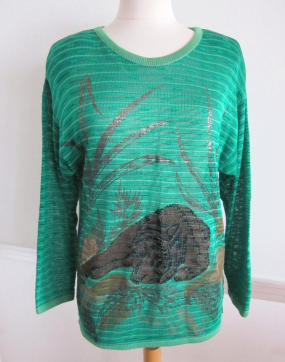 OLEG CASSINI Knit Couture Sweater / vintage 80s 1… - image 2