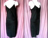 Vintage 90s Suede Column Dress: Black S, Butter Soft