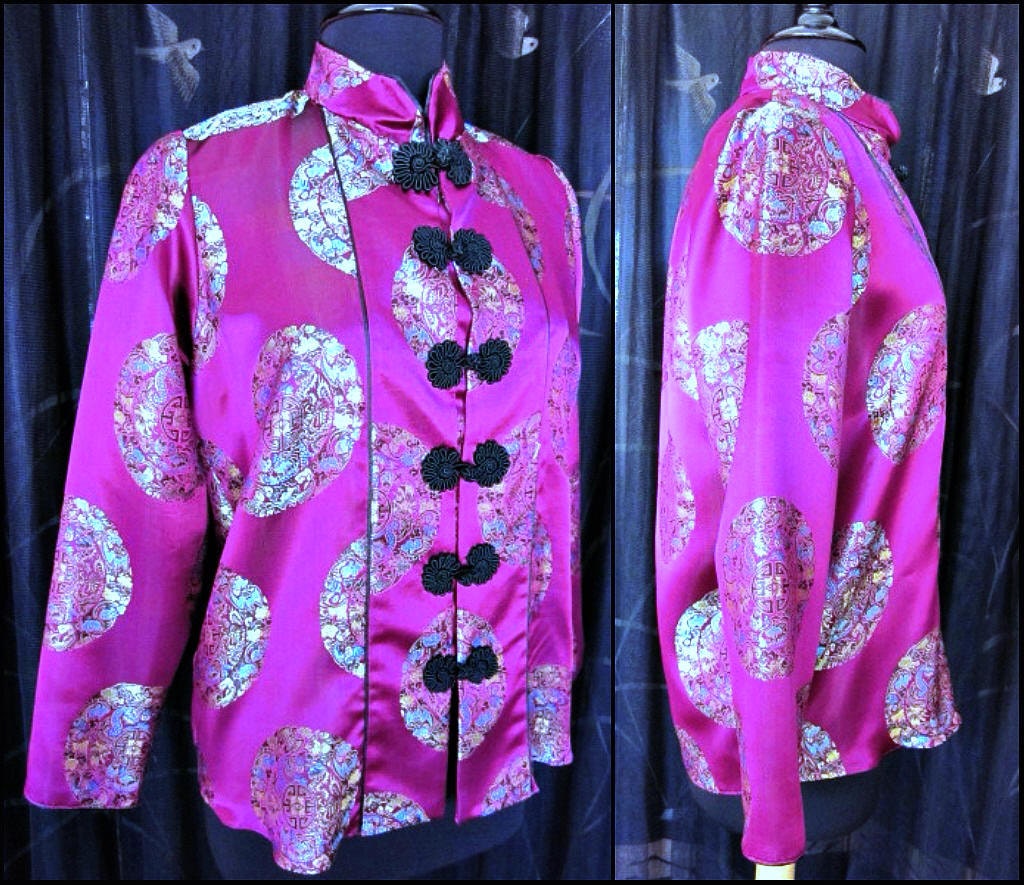 Asian Purple Brocade Jacket / Vintage 80s Asian Jacket / Fits - Etsy