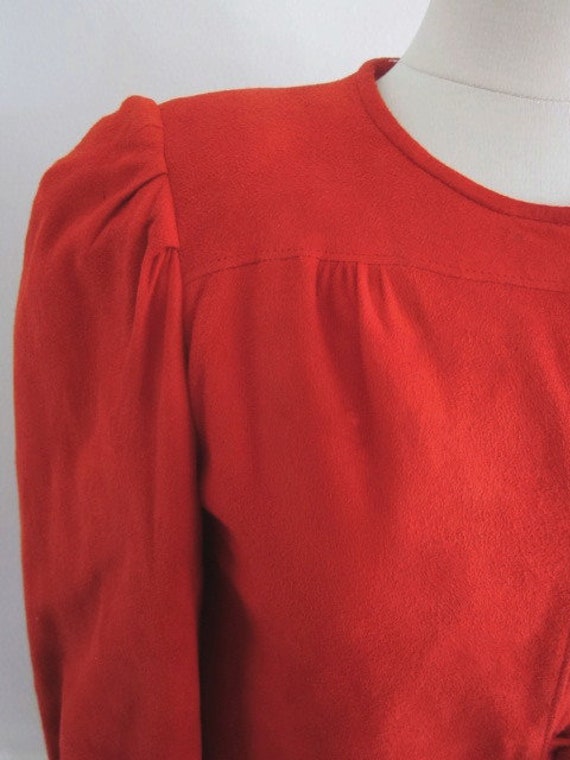 Vintage Red Suede Jacket: 80s Lambskin Button-Up,… - image 4