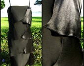 Vintage Raul Blanco LBD: Tiered Satin Little Black Dress, Fits S