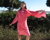 Vintage Holly Harp Silk Chiffon Dress: Pink Polka Dot Scarf, Fits M