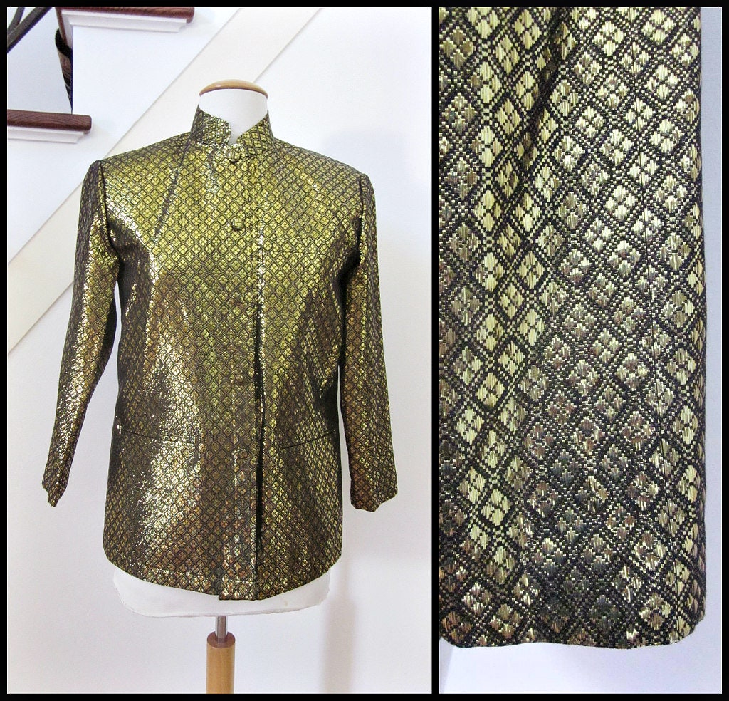 Thai Silk Jacket / Metallic Thai Silk Jacket / Vintage Thai