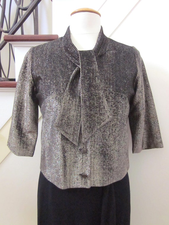 Vintage Gold Lame blouse / fits S / 60s Lame' Blo… - image 4