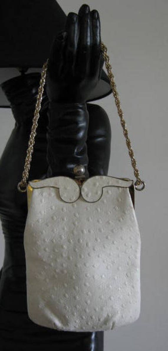 Mod Ostrich Purse / 60s White Ostrich Purse / Vin… - image 3