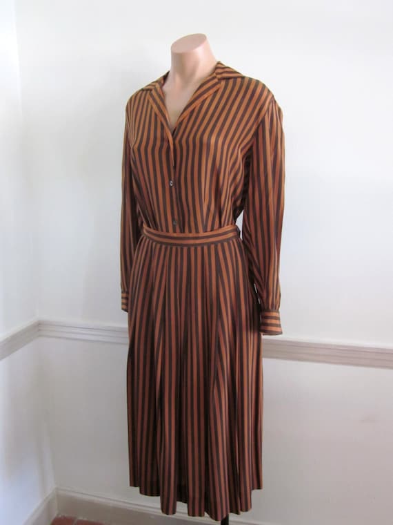 brown and black striped dress Brown and Black Striped Satin Dress – Sugar Cilantro main image 1