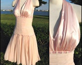 Magali Dress / Marilyn Monroe Seven Year itch Style Dress / Pink Halter Dress / fits S / Vintage Pink Dress / Marilyn Monroe Dress