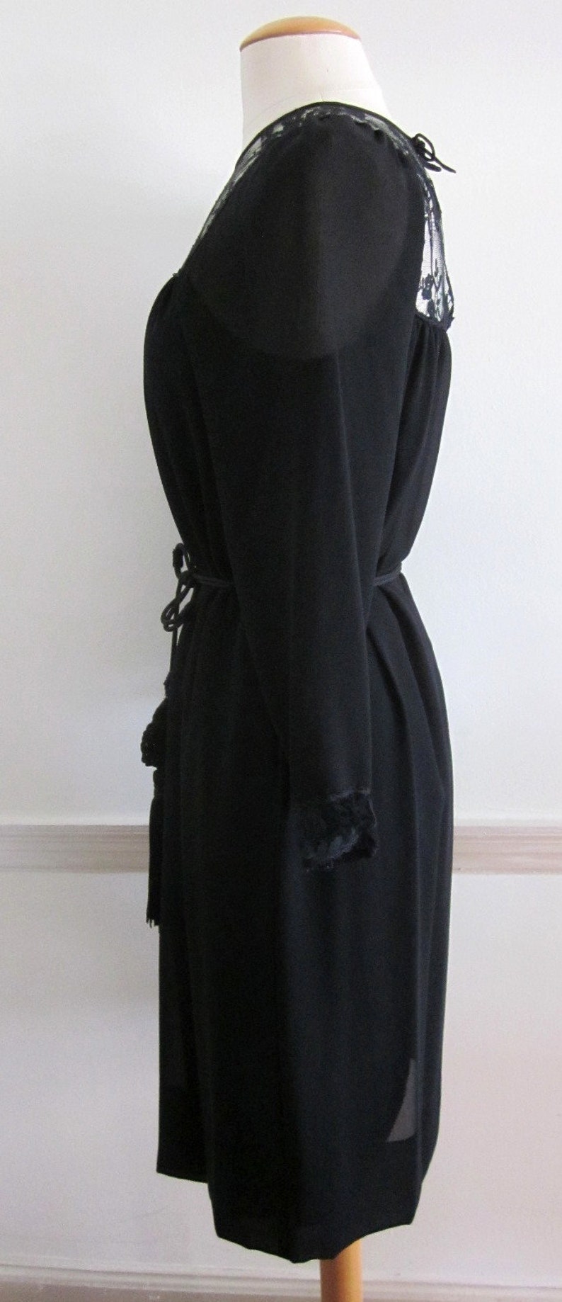 Hanae Mori Dress / Vintage Hanae Mori Dress / Black Lace Hanae Mori Dress / Lace LBD / fits S / 70s Hanae Mori Silk and Lace Dress image 6