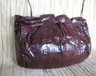 Mary McFadden Snake Purse / Brown Snakeskin Purse / Snakeskin clutch converts to shoulder bag / brown Mary McFadden snakeskin Crossbody