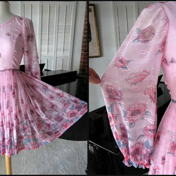 COUTURE Vintage 60er Jahre geblümten Kleid / passt S / Palm Beach prominente / Pink Floral