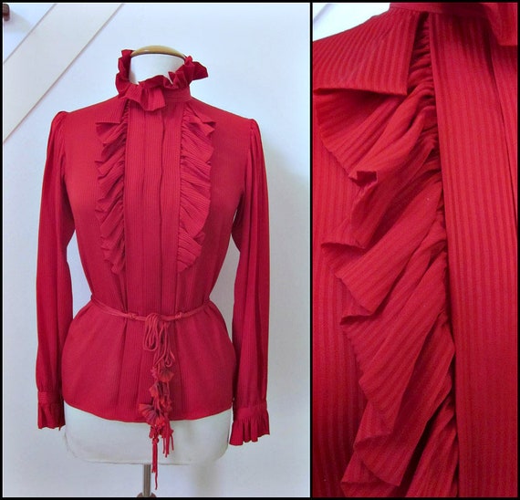 YSL Red Blouse / Vintage Saint Laurent Blouse / Y… - image 1