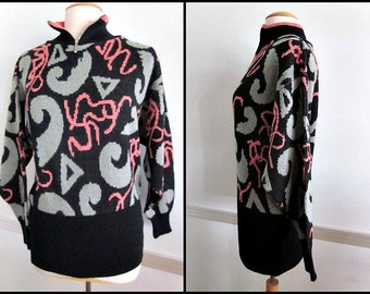 MONDI Sweater / Vintage Mondi sweater / 80s Mondi sweater / Abstract Art Design / German ski sweater / fits S-M