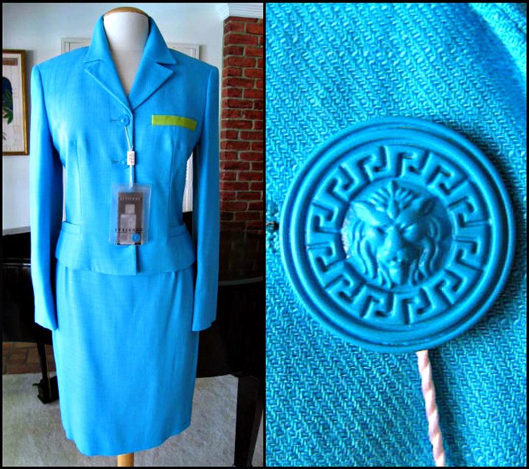 Gianni Versace セットアップ　Ｌサイズ Vintage Versus Gianni Versace Suit: Turquoise Wool Blend, Size IT