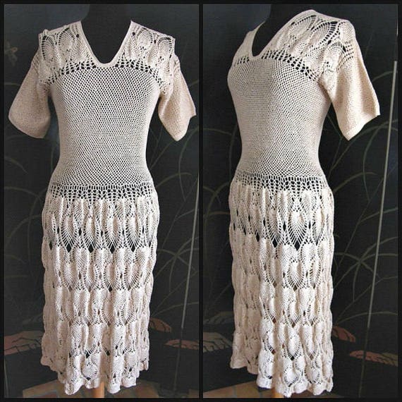 Antique Crochet Dress / 40s Crochet Dress / 1940s