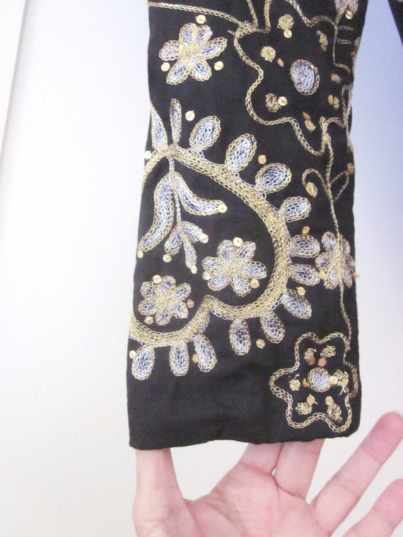 Metallic Embroidered Blazer / Gold Silver Embelli… - image 10