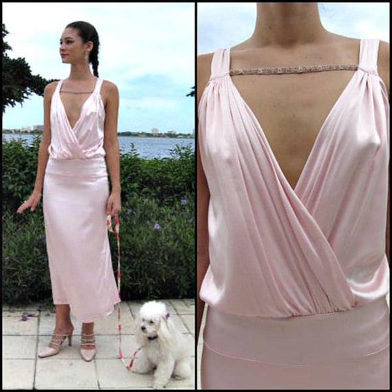 Pink Silk Satin dress / Maria Bianca Nero Silk Dr… - image 1